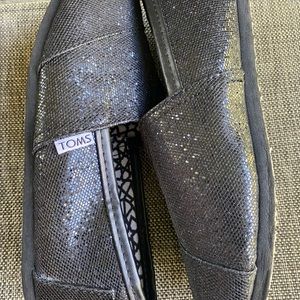 TOMS Glitter Black Loafers Size 7